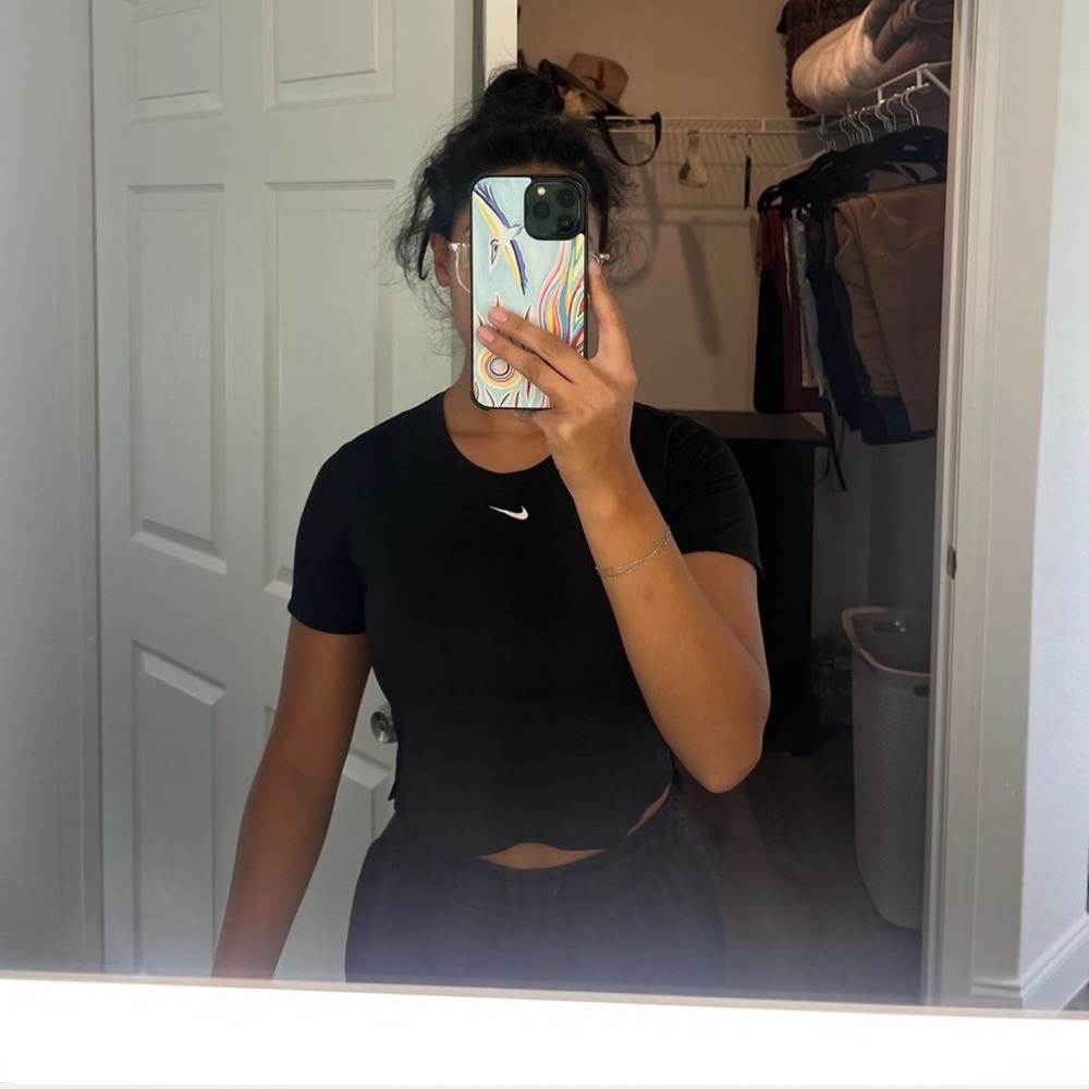 Nike Black Fitted Cut Out Short Sleeve Tee